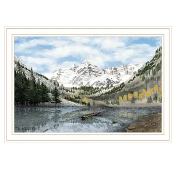 Snowy Mountain Landscape White Framed Wall Art