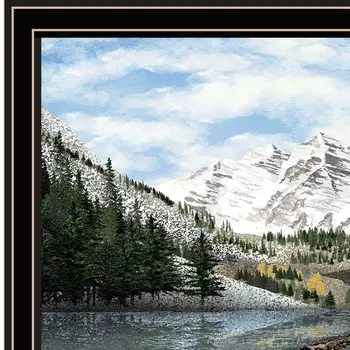 Snowy Mountain Landscape  Black Framed Wall Art