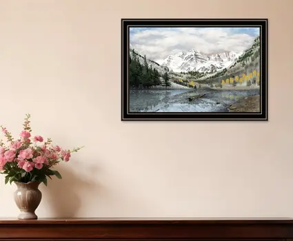 Snowy Mountain Landscape  Black Framed Wall Art