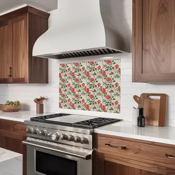5" x 5" Red And Green Vinyl Arabesque Peel And Stick Removable Tiles