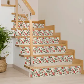 8" x 8" Red And Green Vinyl Arabesque Peel And Stick Removable Tiles