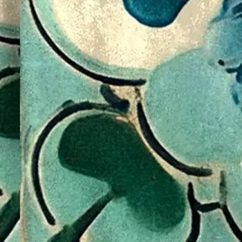 7" x 7" Blue And Green Vinyl Arabesque Peel And Stick Removable Tiles
