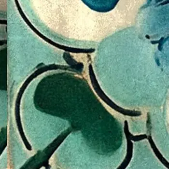 8" x 8" Blue And Green Vinyl Arabesque Peel And Stick Removable Tiles