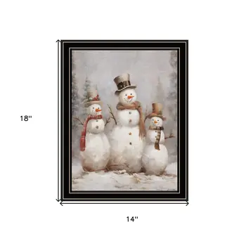 Snowman Trio Black Framed Wall Art