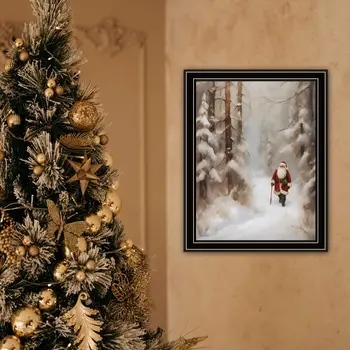 Santa's Winter Stroll Black Framed Wall Art