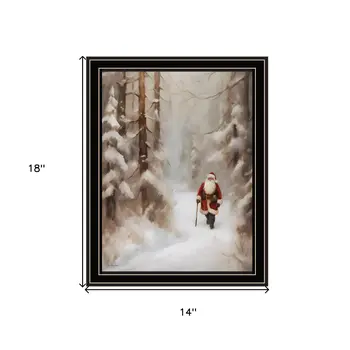 Santa's Winter Stroll Black Framed Wall Art