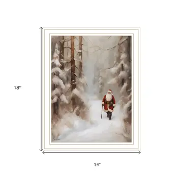 Santa's Winter Stroll White Framed Wall Art