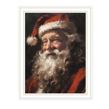 Old World Santa Claus White Framed Wall Art