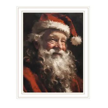 Old World Santa Claus White Framed Wall Art