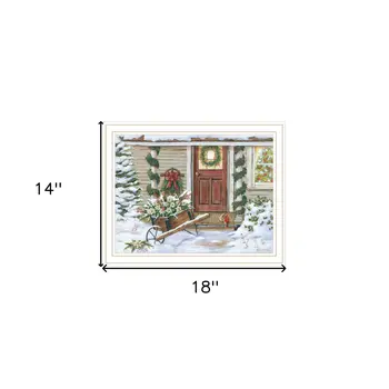 Decorated Holiday Porch White Framed Wall Art