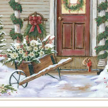 Decorated Holiday Porch White Framed Wall Art
