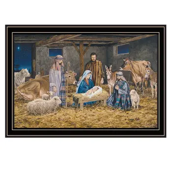 The Birth of Christ Black Framed Wall Art