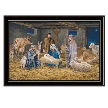 The Birth of Christ Black Framed Wall Art