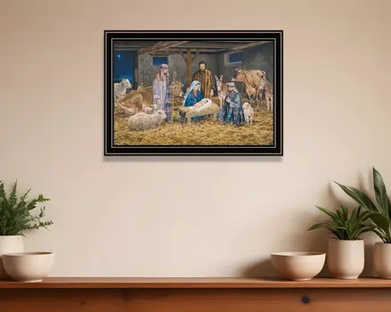 The Birth of Christ Black Framed Wall Art