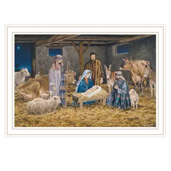 The Birth of Christ White Framed Wall Art