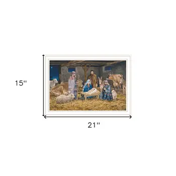 The Birth of Christ White Framed Wall Art