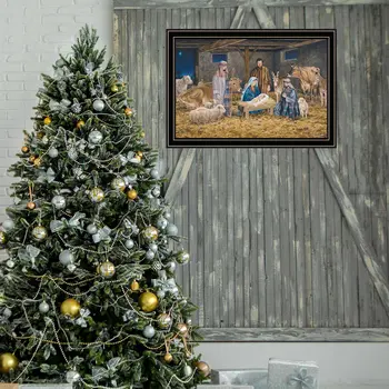 The Birth of Christ Black Framed Wall Art