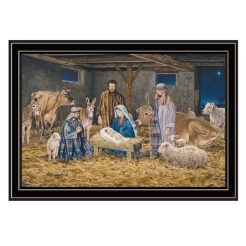 The Birth of Christ Black Framed Wall Art