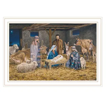 The Birth of Christ White Framed Wall Art