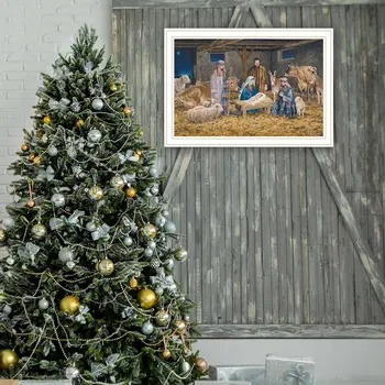 The Birth of Christ White Framed Wall Art