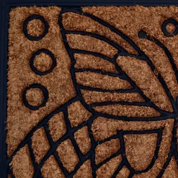 18" X 30" Beige and Black Rubber and Coir Outdoor Door Mat