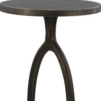 25" Bronze And White Aluminum Round Pedestal End Table