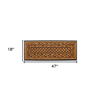 18" X 47" Beige and Black Rubber and Coir Outdoor Door Mat