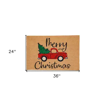 24" X 36" Brown and Red Coir Merry Christmas Outdoor Door Mat