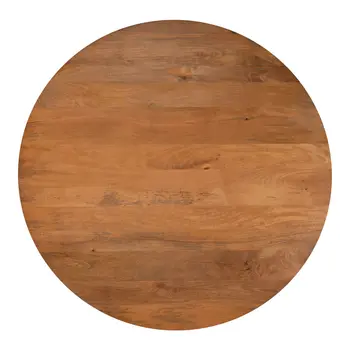 56" Brown Solid Wood Ribbed Texture Pedestal Base Round Dining Table