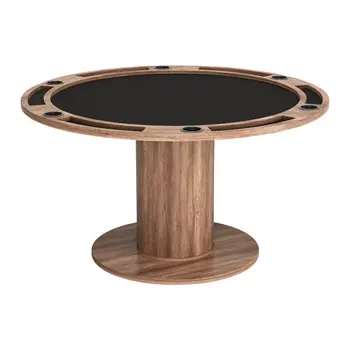 54" Brown Wood Pedestal Base Round Top Dining Table