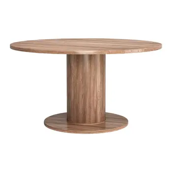 54" Brown Wood Pedestal Base Round Top Dining Table