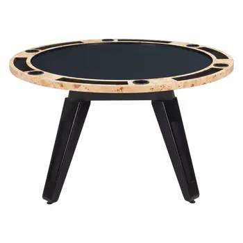 54" Natural and Black Wood and Solid Wood Round Top Dining Table