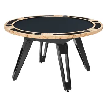 54" Natural and Black Wood and Solid Wood Round Top Dining Table