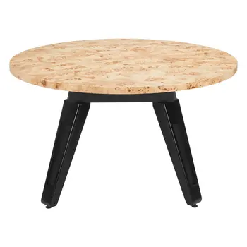 54" Natural and Black Wood and Solid Wood Round Top Dining Table
