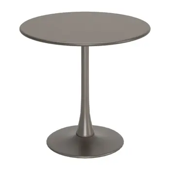 32" Taupe Steel Pedestal Base Round Top Dining Table