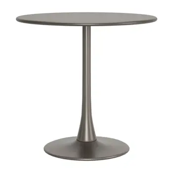 32" Taupe Steel Pedestal Base Round Top Dining Table