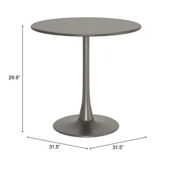 32" Taupe Steel Pedestal Base Round Top Dining Table
