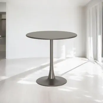 32" Taupe Steel Pedestal Base Round Top Dining Table
