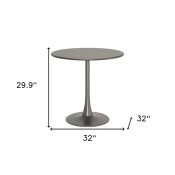 32" Taupe Steel Pedestal Base Round Top Dining Table