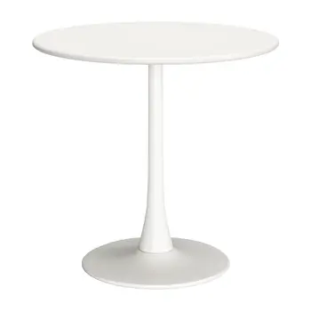 32" White Steel Pedestal Base Round Top Dining Table