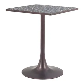 24" Black Steel Pedestal Base Square Dining Table