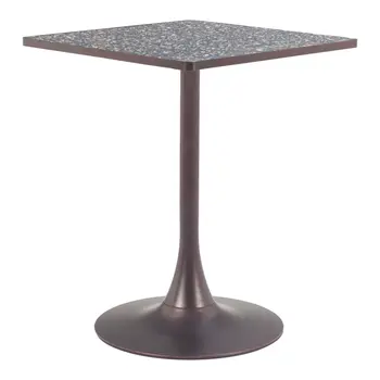 24" Black Steel Pedestal Base Square Dining Table