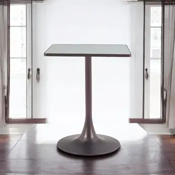 24" Gray Steel Pedestal Base Square Dining Table