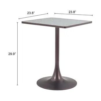 24" Gray Steel Pedestal Base Square Dining Table