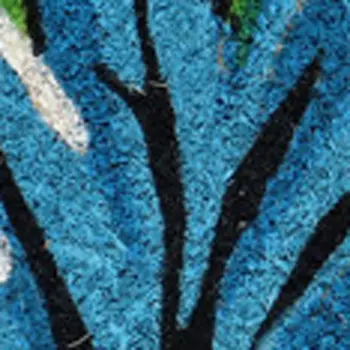 18" X 30" Blue and Pink Coir Floral Outdoor Door Mat