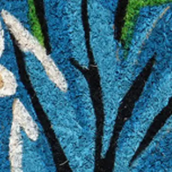 18" X 30" Blue and Pink Coir Floral Outdoor Door Mat