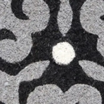 18" X 30" Beige and White Coir Damask Outdoor Door Mat