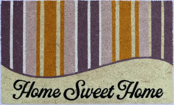 18" X 30" Beige and Black Coir Home Sweet Home Outdoor Door Mat