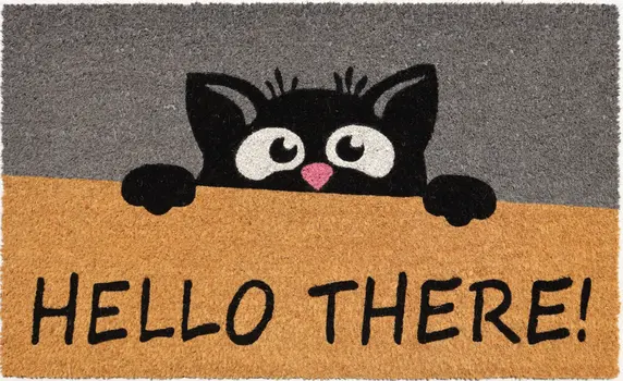 18" X 30" Beige and Black Coir Animal Print Outdoor Door Mat
