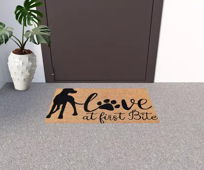 18" X 30" Beige and Black Coir Dog Outdoor Door Mat